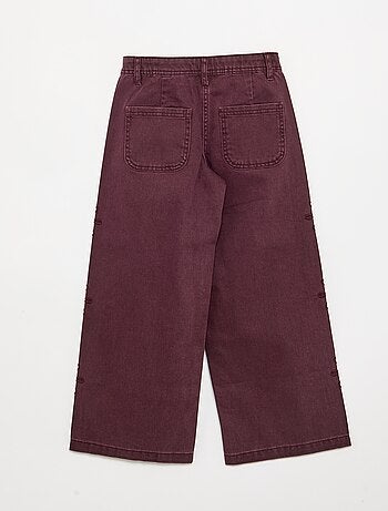 Pantalón ancho con bordados de 'flores'
