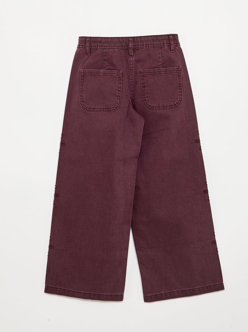 Pantalón ancho con bordados de 'flores' Purpura - Kiabi