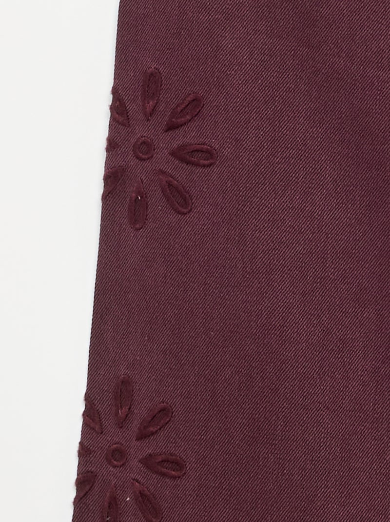 Pantalón ancho con bordados de 'flores' Purpura - Kiabi