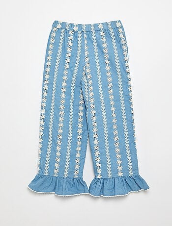 Pantalón ancho con bordados ingleses