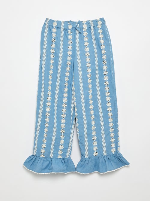 Pantalón ancho con bordados ingleses - Kiabi Pantalón ancho con bordados ingleses - Kiabi