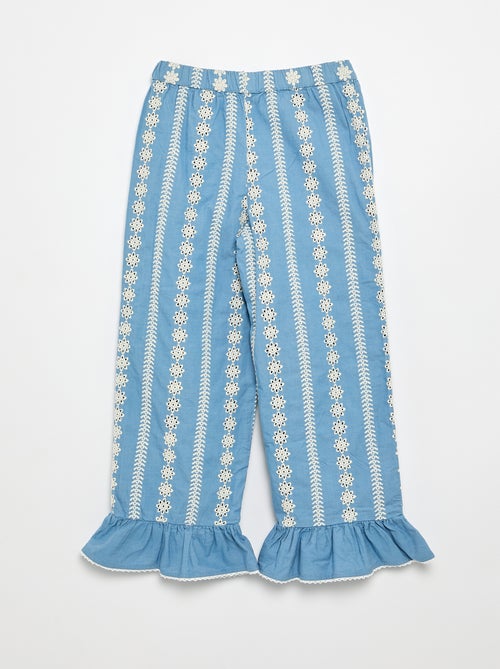 Pantalón ancho con bordados ingleses - Kiabi Pantalón ancho con bordados ingleses - Kiabi