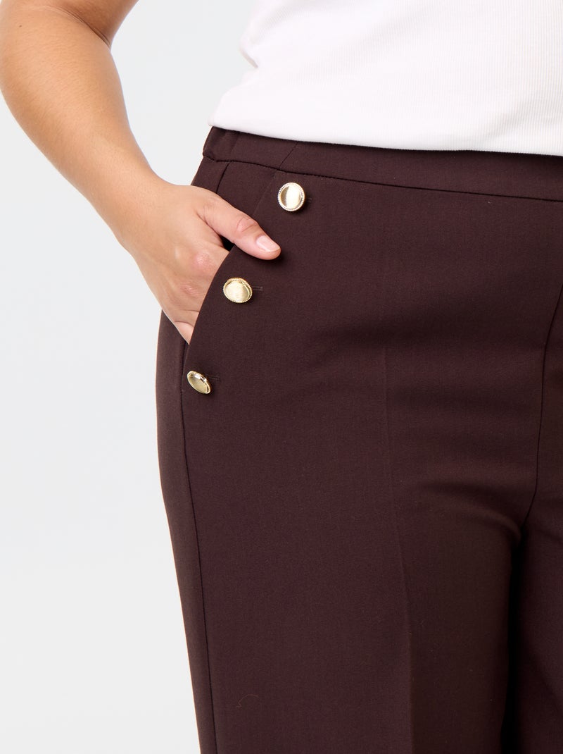 Pantalón ancho con botones dorados de fantasía Marron - Kiabi