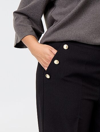 Pantalón ancho con botones dorados de fantasía