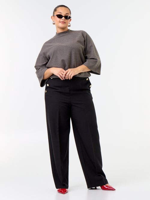 Pantalón ancho con botones dorados de fantasía - Kiabi