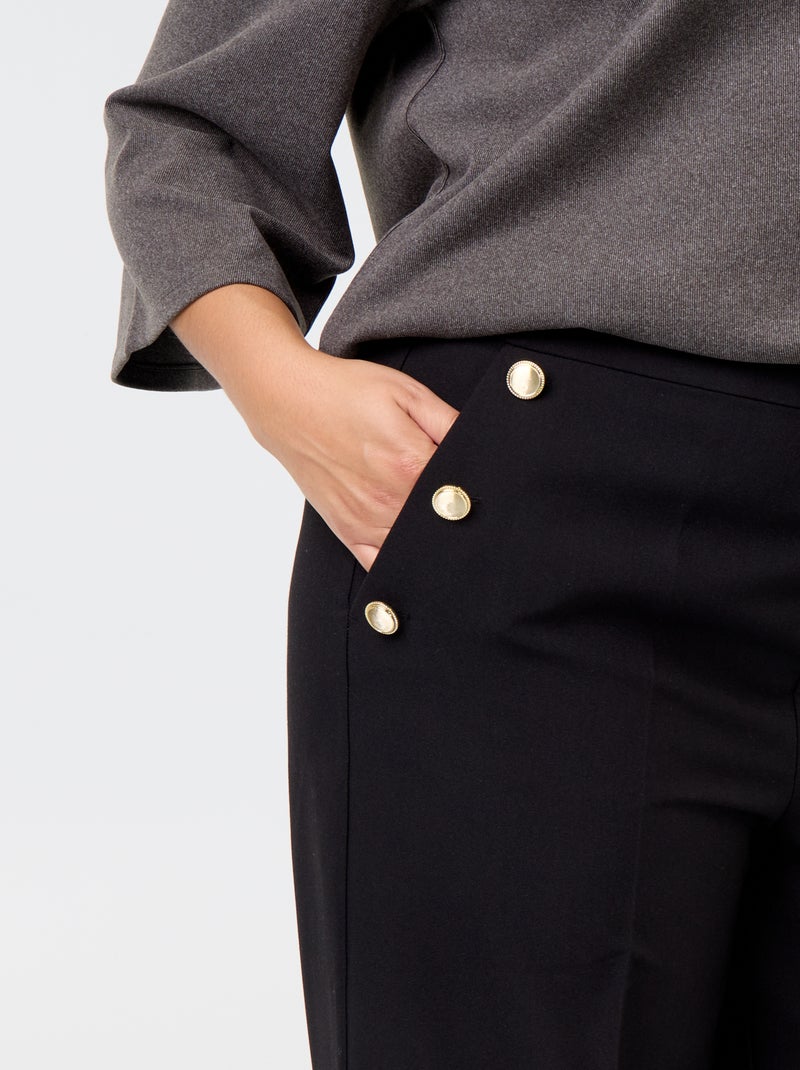 Pantalón ancho con botones dorados de fantasía Negro - Kiabi