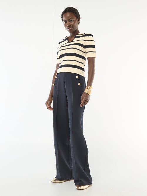 Pantalón ancho con botones estilo marinero - Kiabi