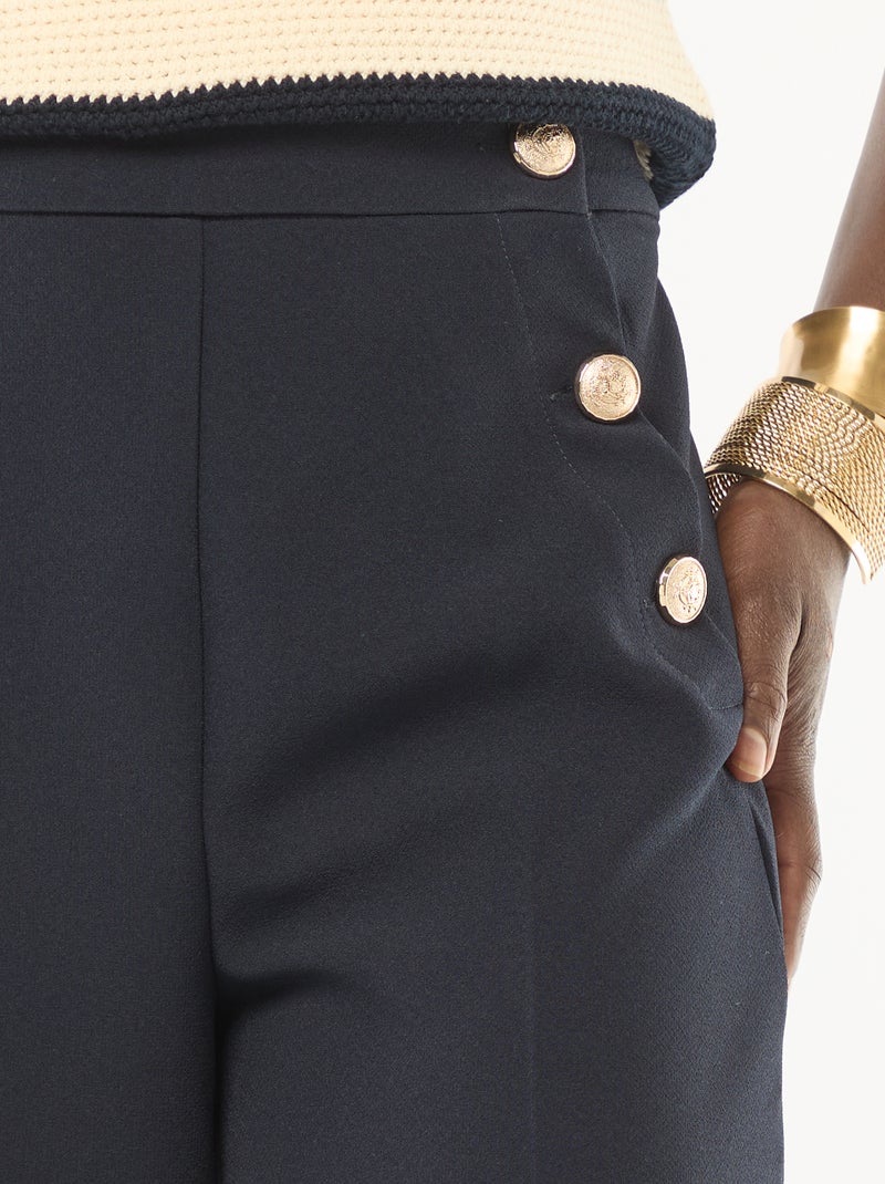 Pantalón ancho con botones estilo marinero Azul - Kiabi