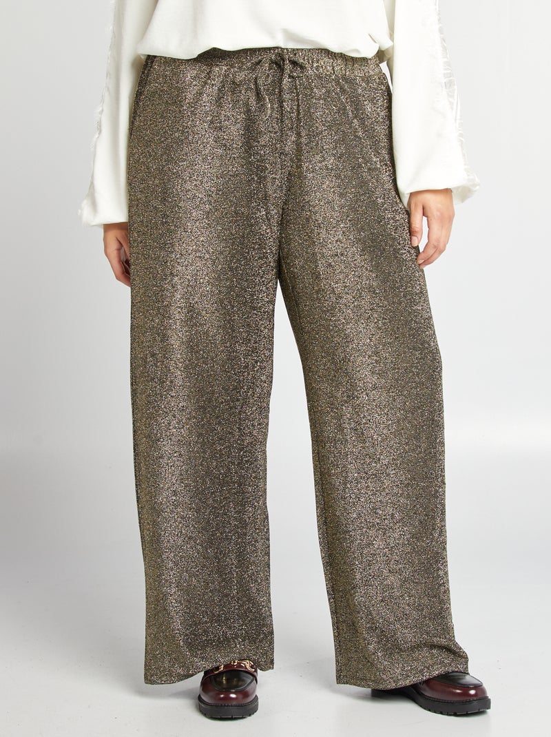 Pantalón ancho con brillos NEGRO - Kiabi