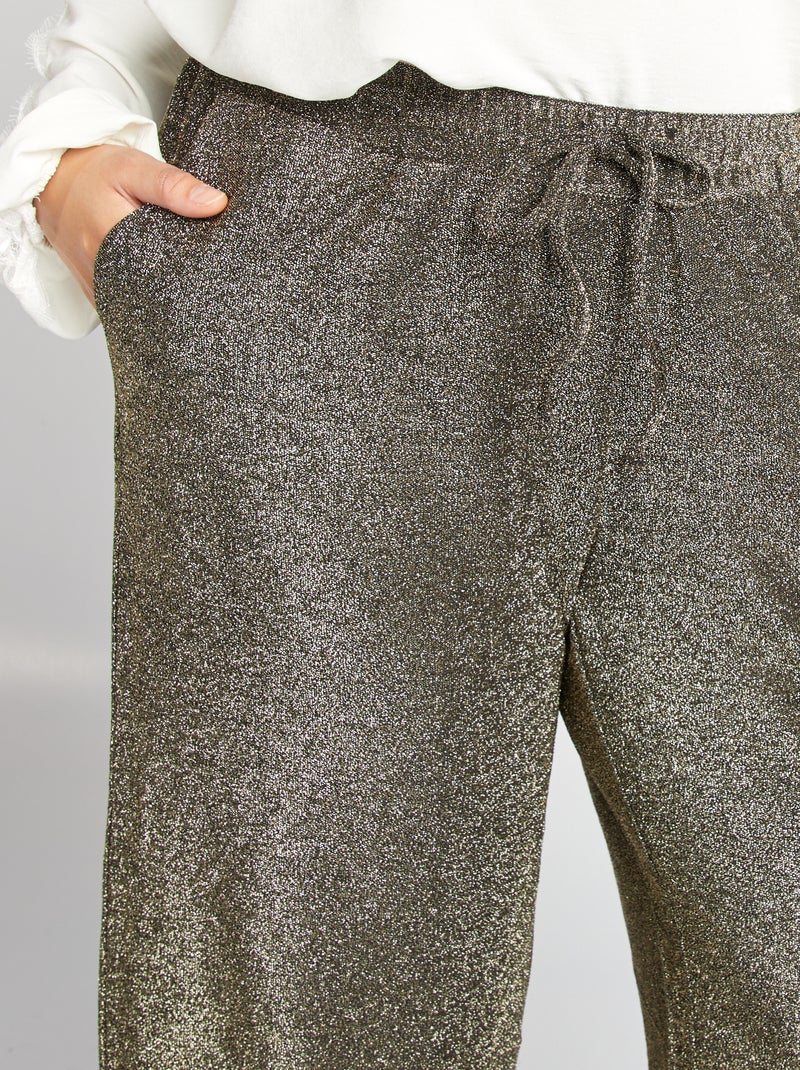 Pantalón ancho con brillos NEGRO - Kiabi