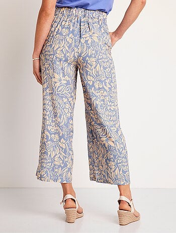 Pantalón ancho con cintura elástica floral o liso - Afibel