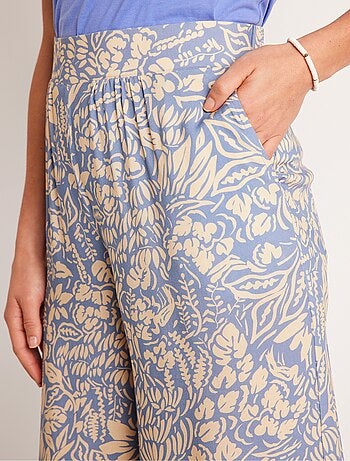 Pantalón ancho con cintura elástica floral o liso - Afibel
