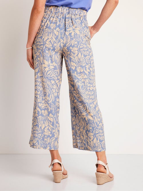 Pantalón ancho con cintura elástica floral o liso - Afibel - Kiabi