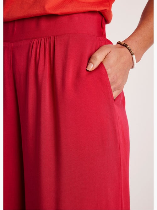 Pantalón ancho con cintura elástica floral o liso - Afibel - Kiabi