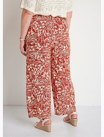 Pantalón ancho con cintura elástica floral o liso - Afibel