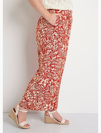 Pantalón ancho con cintura elástica floral o liso - Afibel