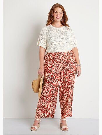 Pantalón ancho con cintura elástica floral o liso - Afibel