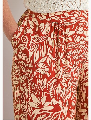 Pantalón ancho con cintura elástica floral o liso - Afibel