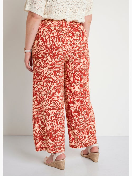 Pantalón ancho con cintura elástica floral o liso - Afibel - Kiabi