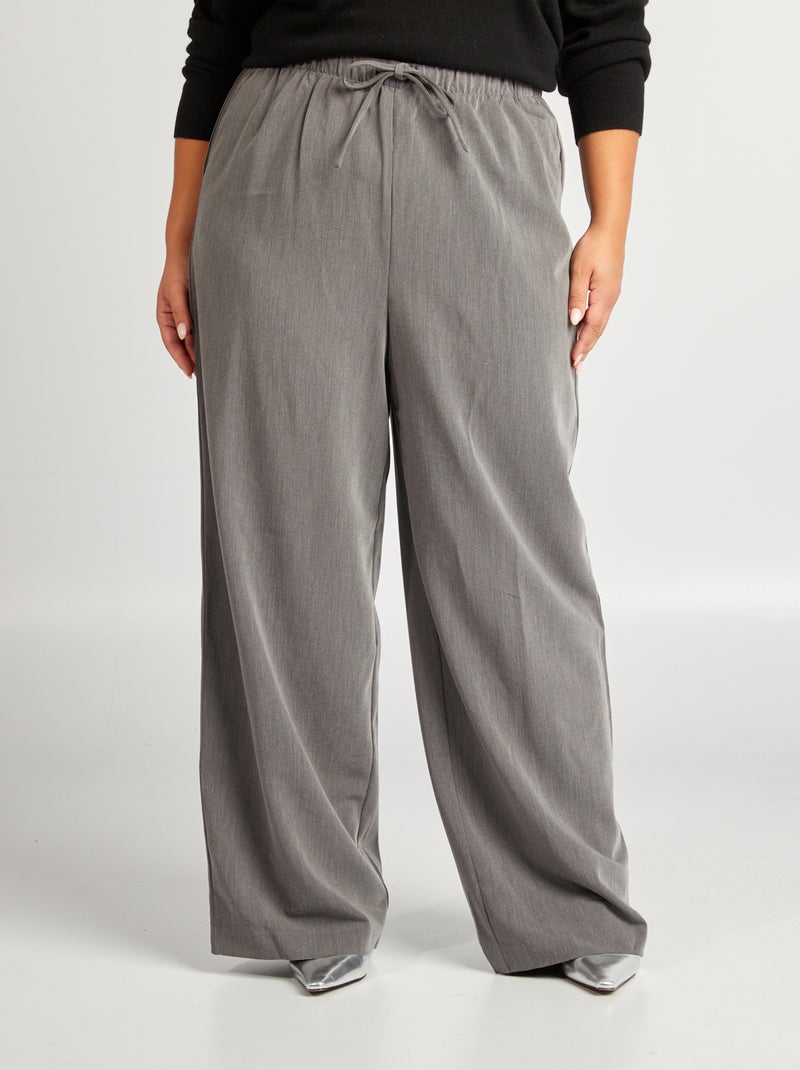 Pantalón ancho con cintura elástica GRIS - Kiabi