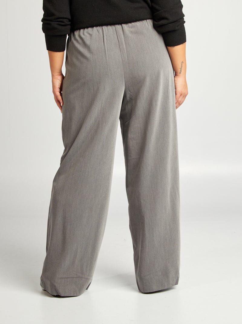 Pantalón ancho con cintura elástica GRIS - Kiabi