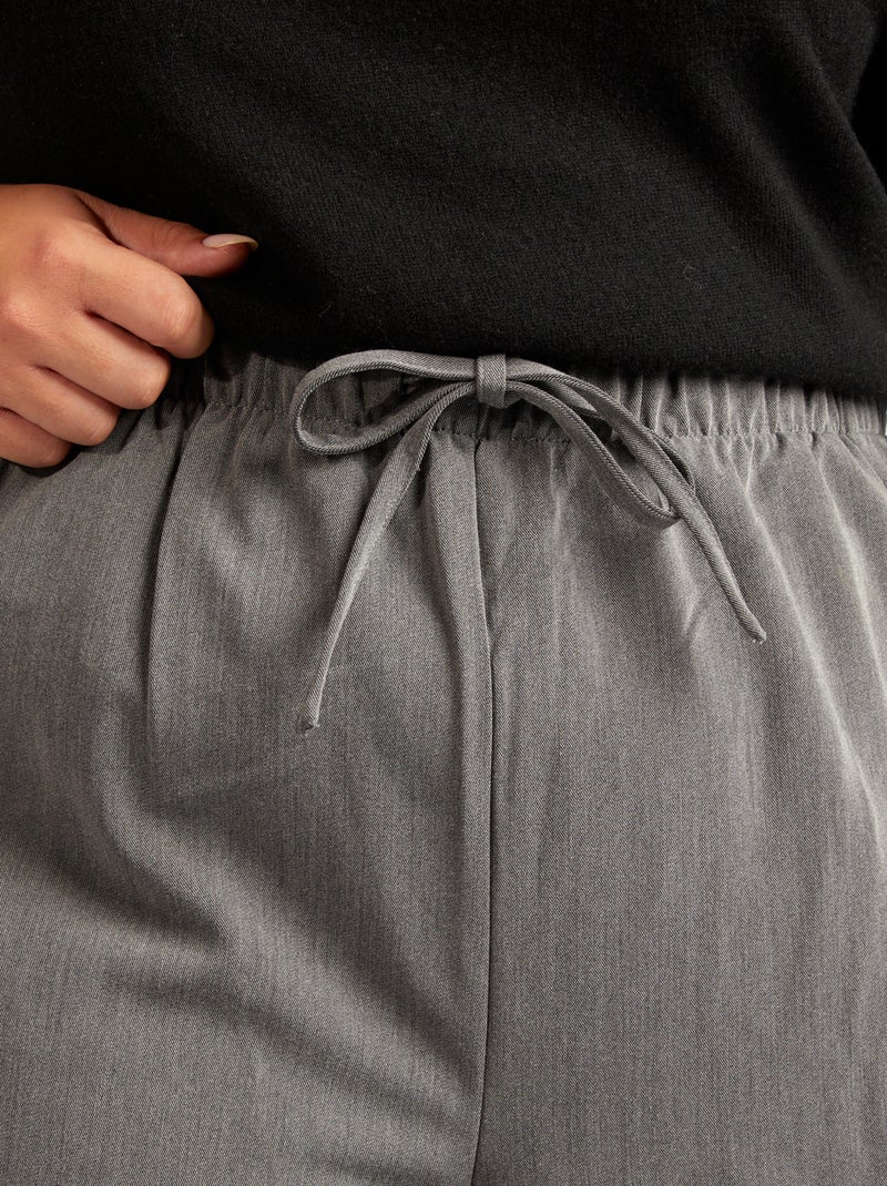 Pantalón ancho con cintura elástica GRIS - Kiabi