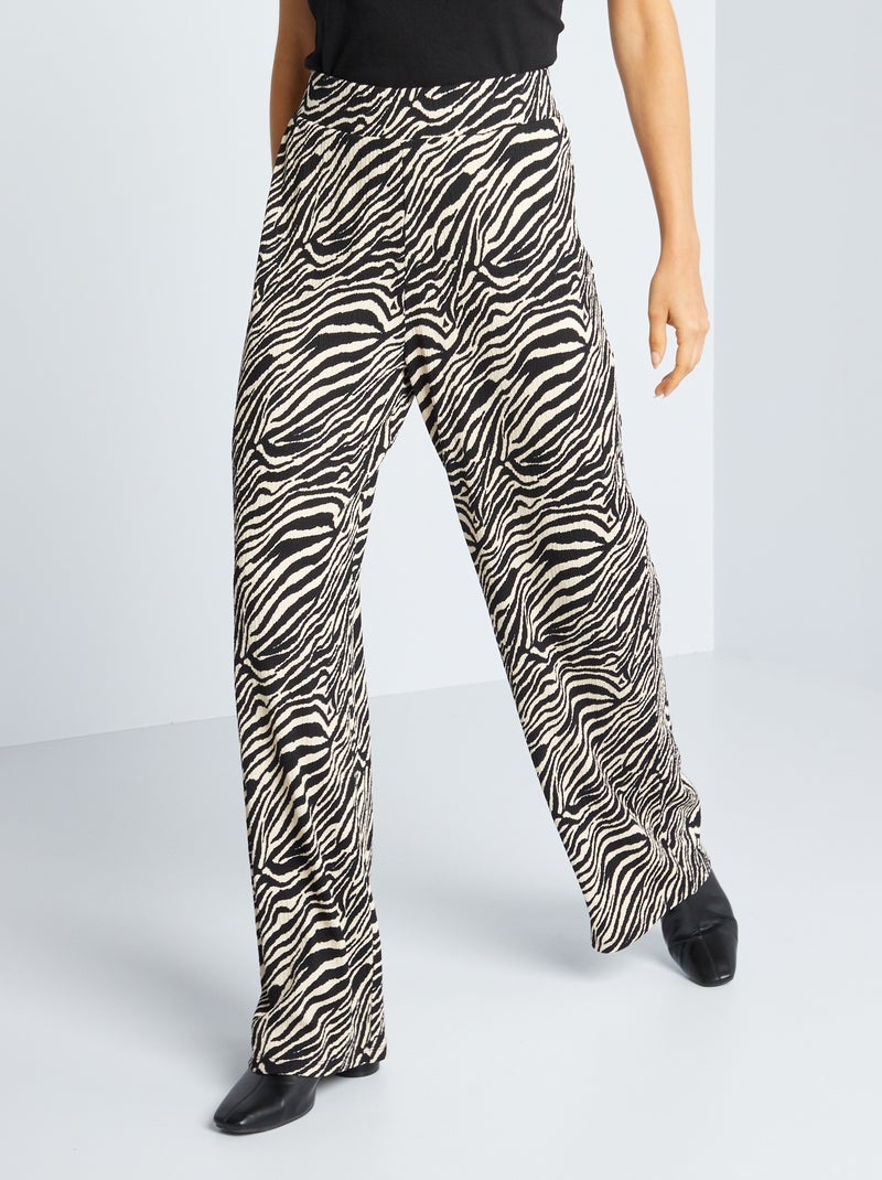 Pantalón ancho con cintura elástica NEGRO - Kiabi