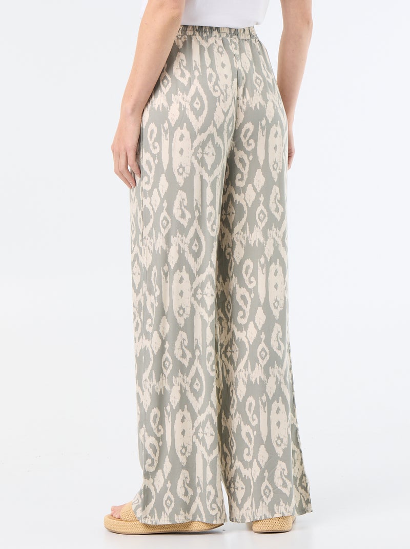 Pantalón ancho con cintura elástica Verde - Kiabi