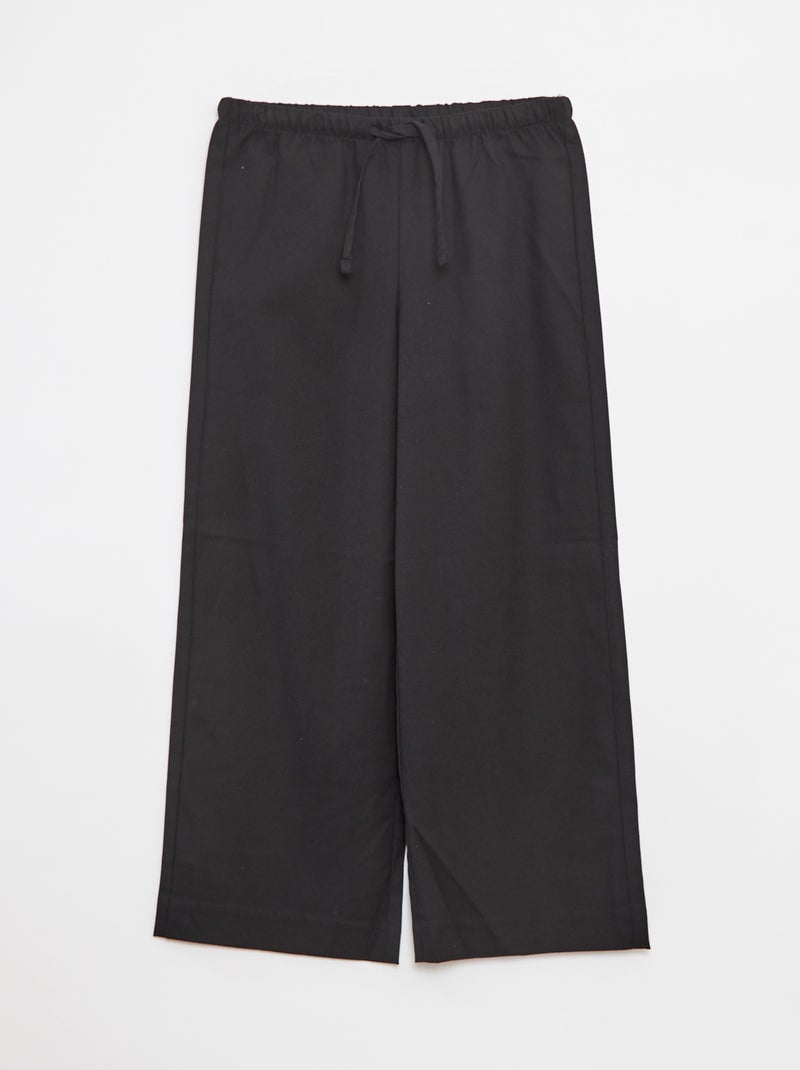 Pantalón ancho con cintura elástica y 2 bolsillos negro - Kiabi