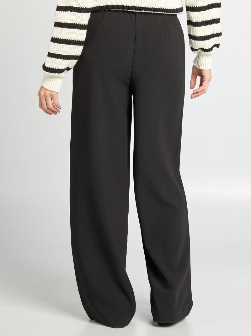 Pantalón ancho con cintura elástica y cordones ajustables negro - Kiabi