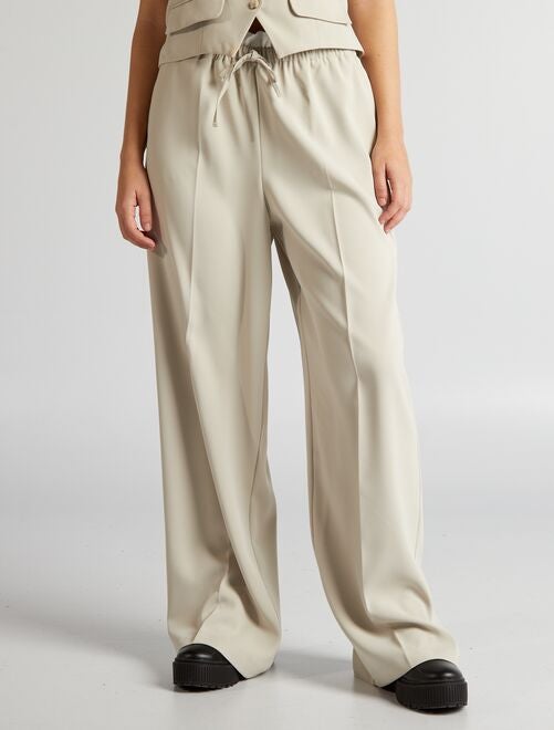 Pantalón ancho con cintura en contraste - Kiabi