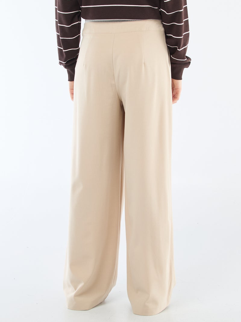 Pantalón ancho con cintura estilo bóxer Beige - Kiabi