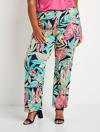 Pantalón ancho con cinturón elástico follaje - Afibel