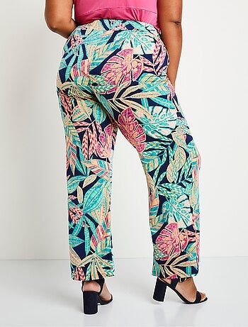 Pantalón ancho con cinturón elástico follaje - Afibel