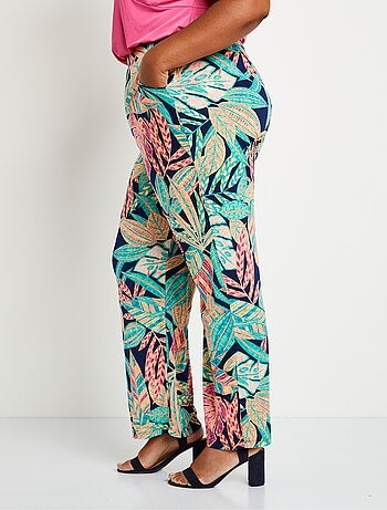 Pantalón ancho con cinturón elástico follaje - Afibel