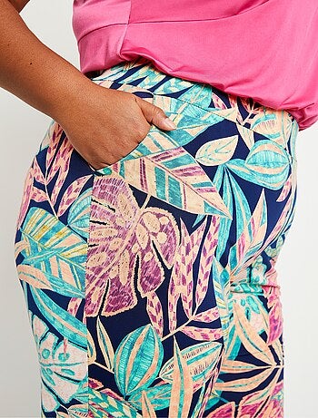 Pantalón ancho con cinturón elástico follaje - Afibel