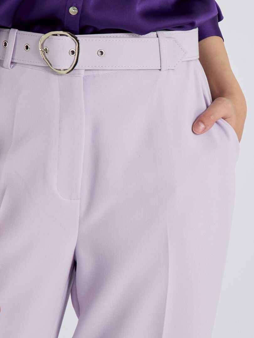Pantalón ancho con cinturón ROSA - Kiabi