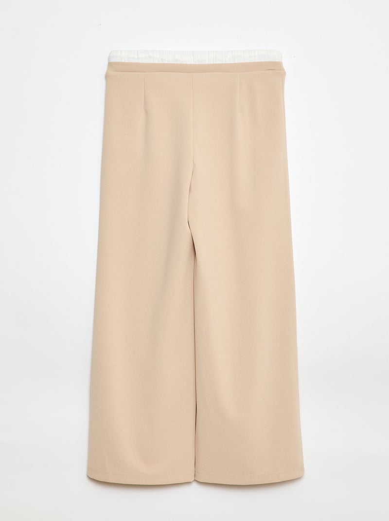 Pantalón ancho con efecto 2 en 1 estilo calzón Beige - Kiabi
