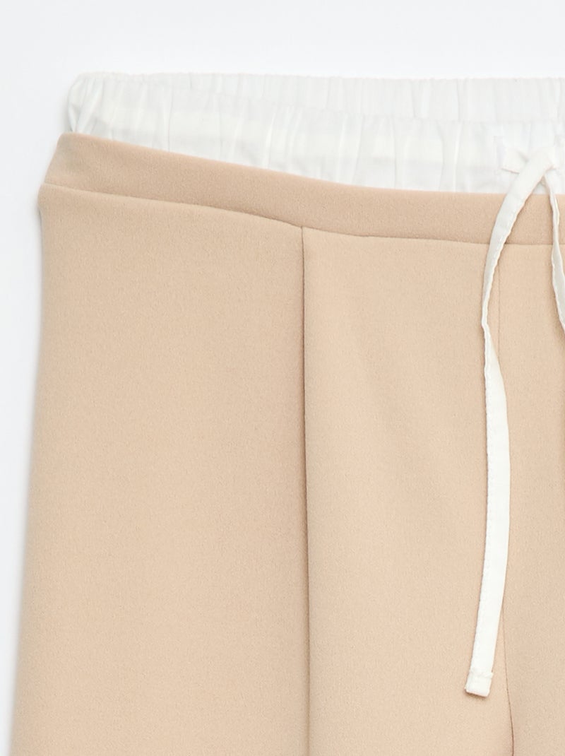 Pantalón ancho con efecto 2 en 1 estilo calzón Beige - Kiabi