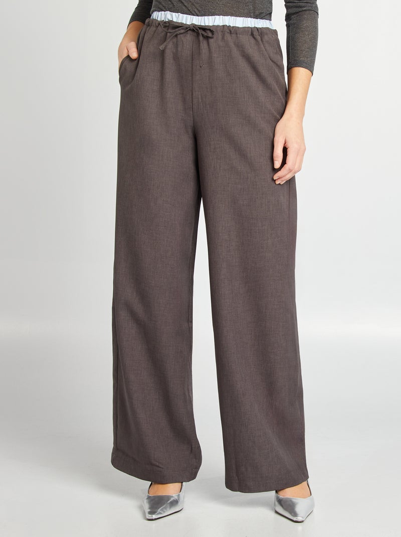 Pantalón ancho con efecto bóxer visible GRIS - Kiabi