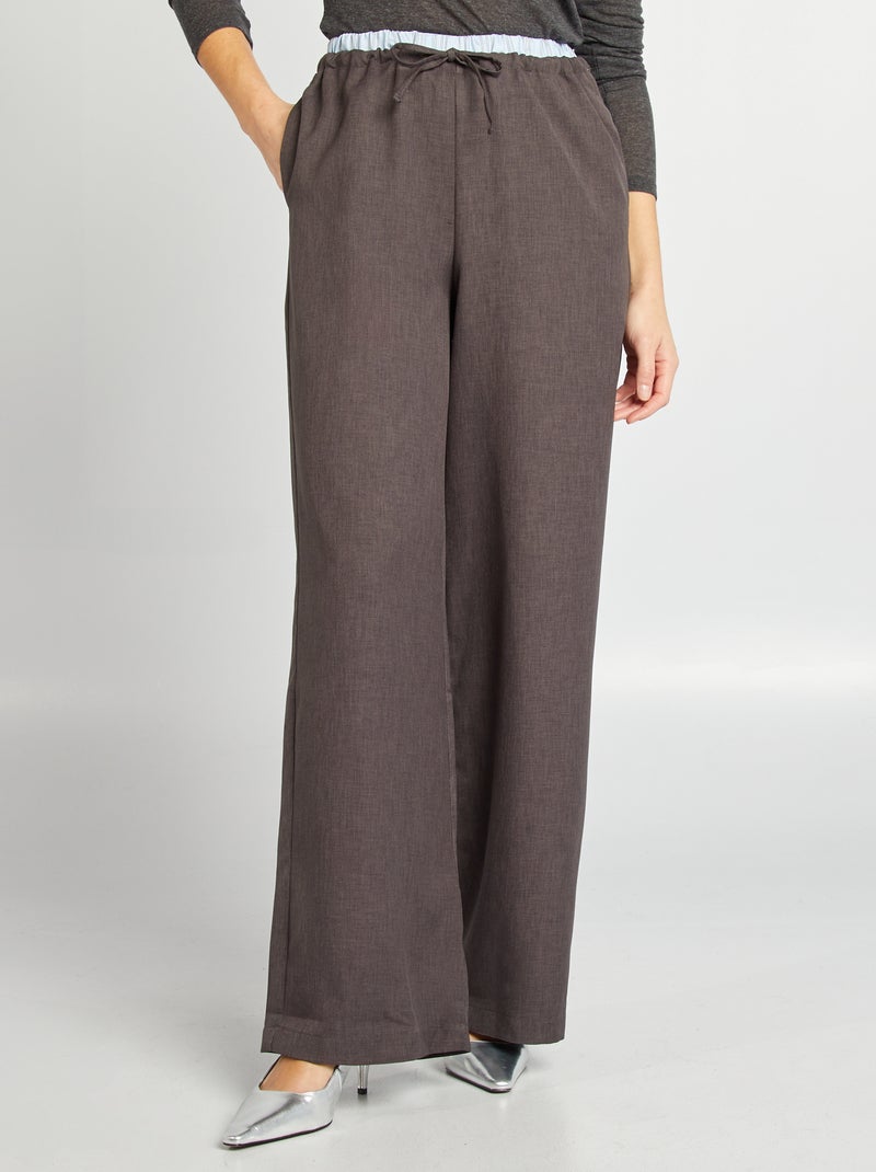 Pantalón ancho con efecto bóxer visible GRIS - Kiabi