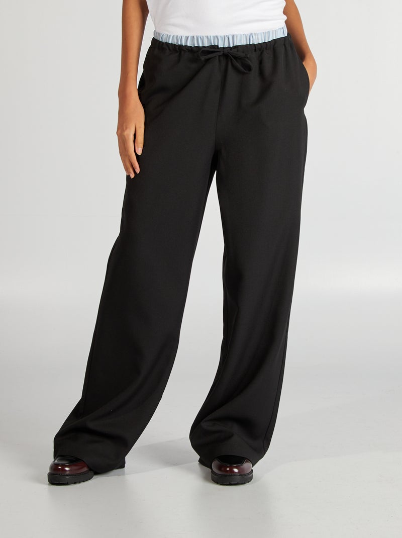 Pantalón ancho con efecto bóxer visible negro - Kiabi