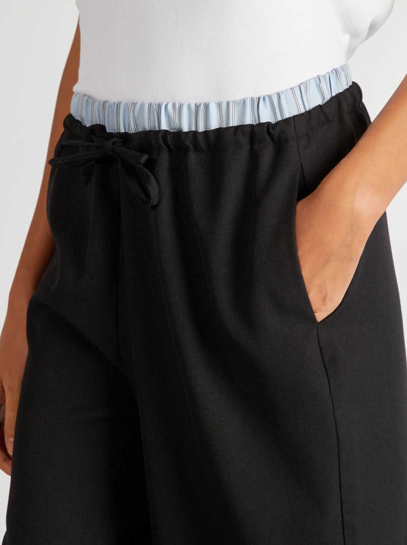 Pantalón ancho con efecto bóxer visible negro - Kiabi