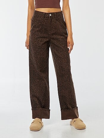 Pantalón ancho con estampado de leopardo