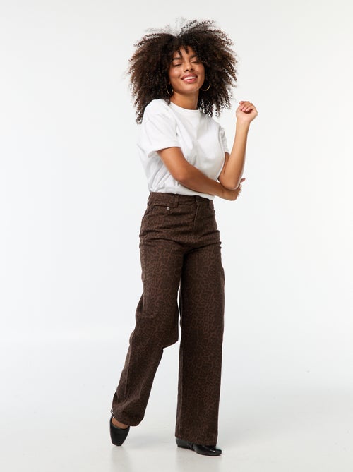 Pantalón ancho con estampado de leopardo - Kiabi