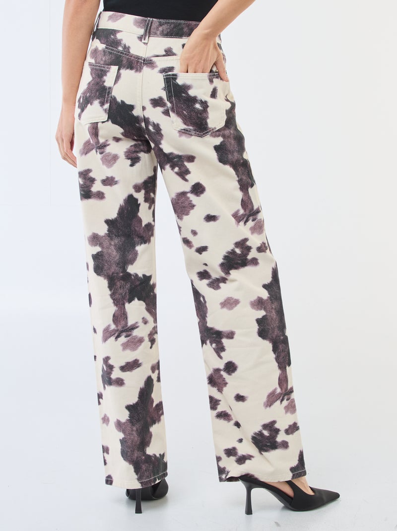 Pantalón ancho con estampado de vaca Marron - Kiabi
