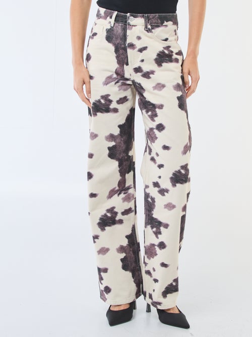Pantalón ancho con estampado de vaca - Kiabi