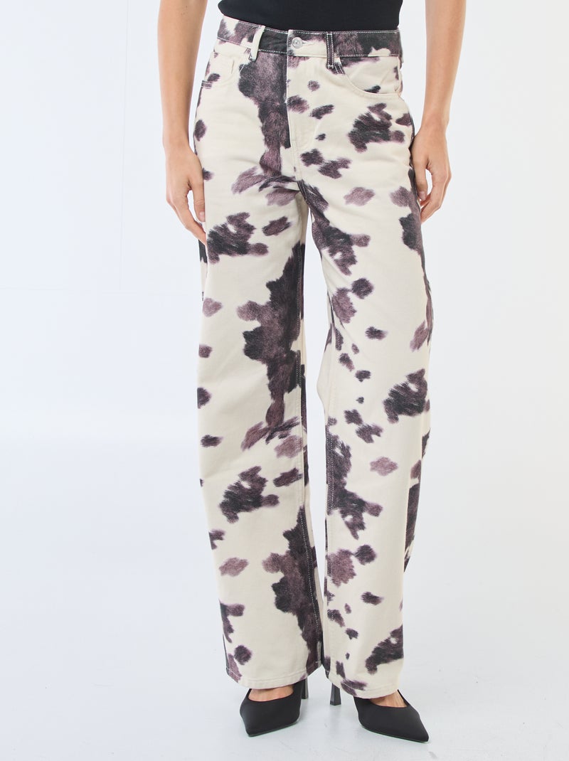Pantalón ancho con estampado de vaca Marron - Kiabi