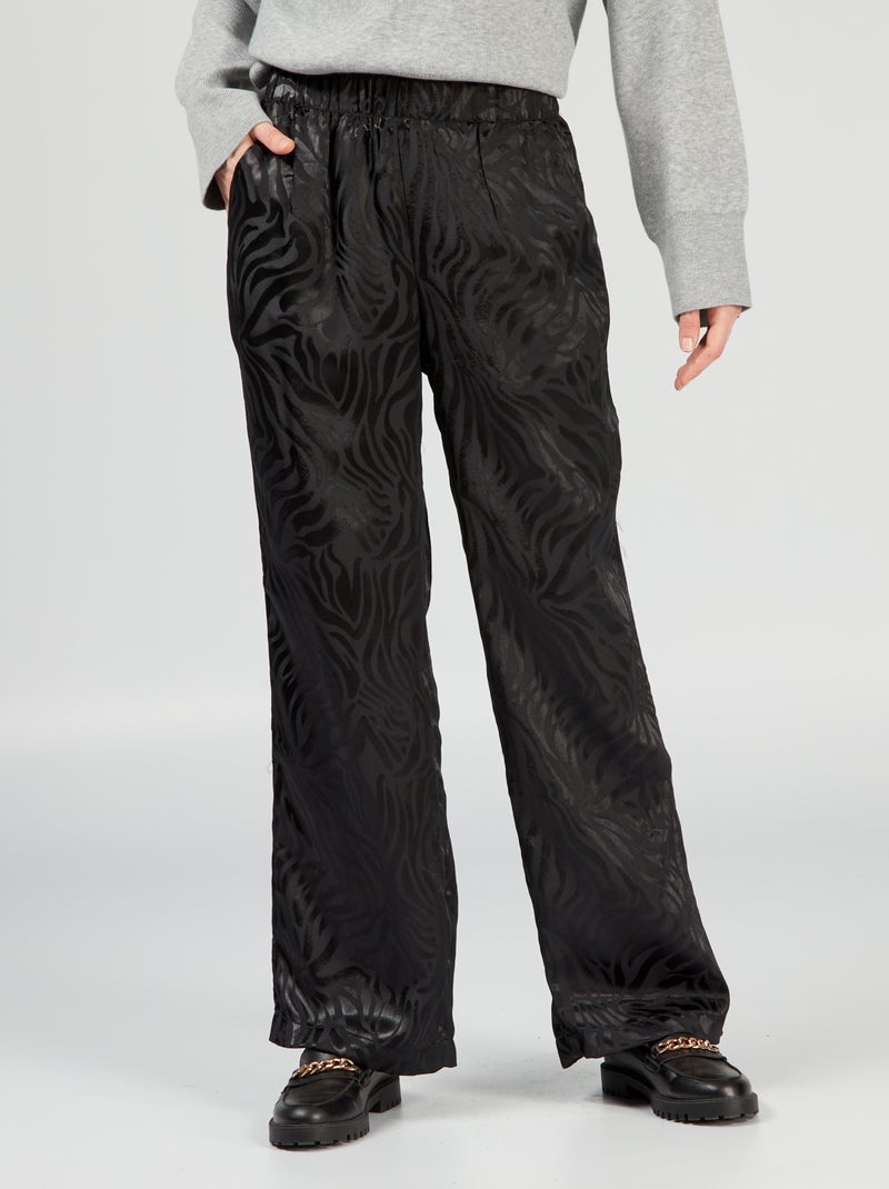 Pantalón ancho con estampado NEGRO - Kiabi