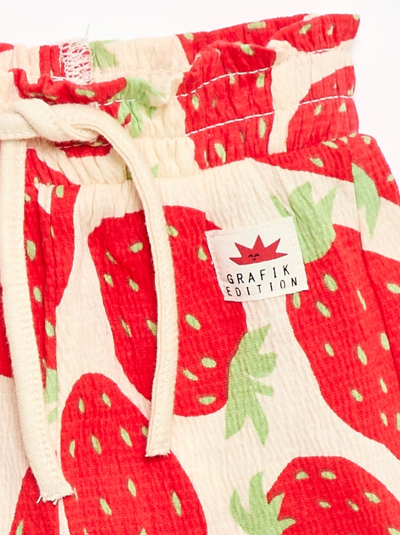 Pantalón ancho con estampado Rojo - Kiabi